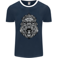 Ape Mandala Art Mens Ringer T-Shirt FotL Navy Blue/White