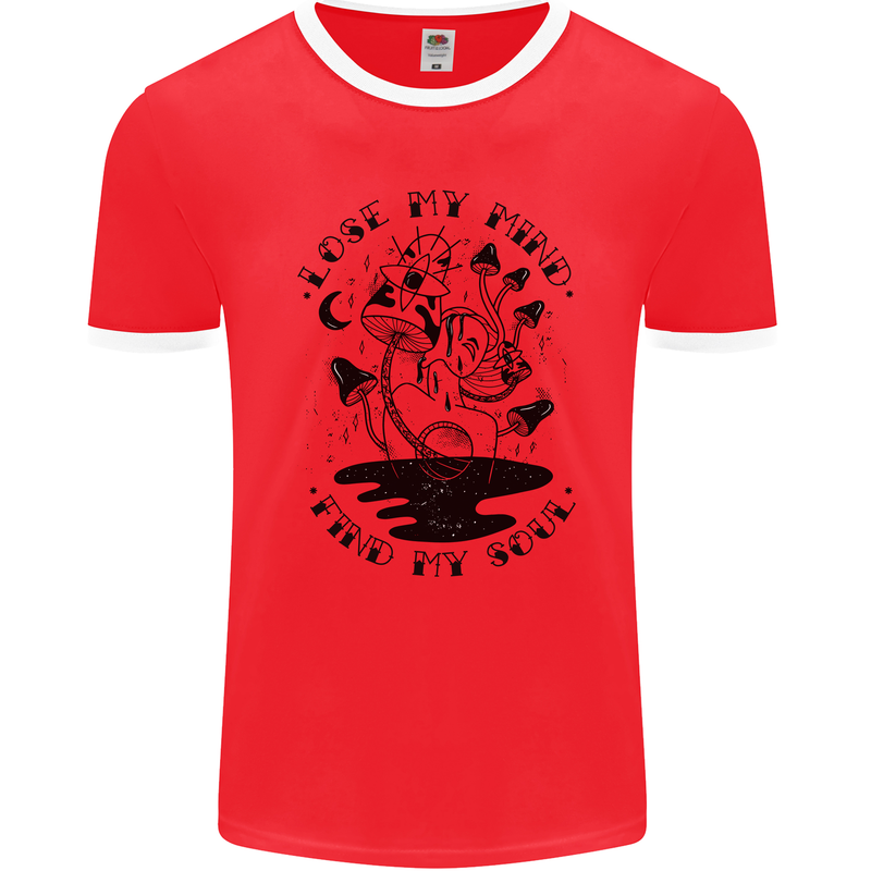 Lose My Mind Funny Magic Mushrooms Drugs Mens Ringer T-Shirt FotL Red/White