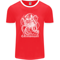 Catronomicon Devil Octopus Cat Mythology Mens Ringer T-Shirt FotL Red/White