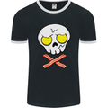 Bacon & Egg Skull & Crossbones Funny Mens Ringer T-Shirt FotL Black/White