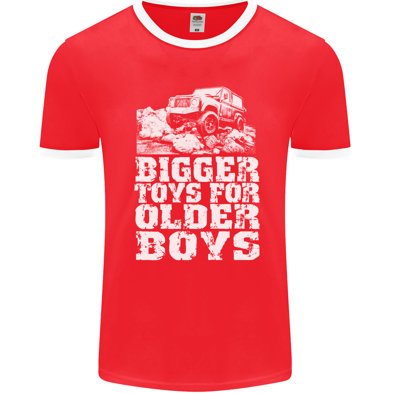 Bigger Toys Older Boys 4X4 Off Roading Mens Ringer T-Shirt FotL Red/White