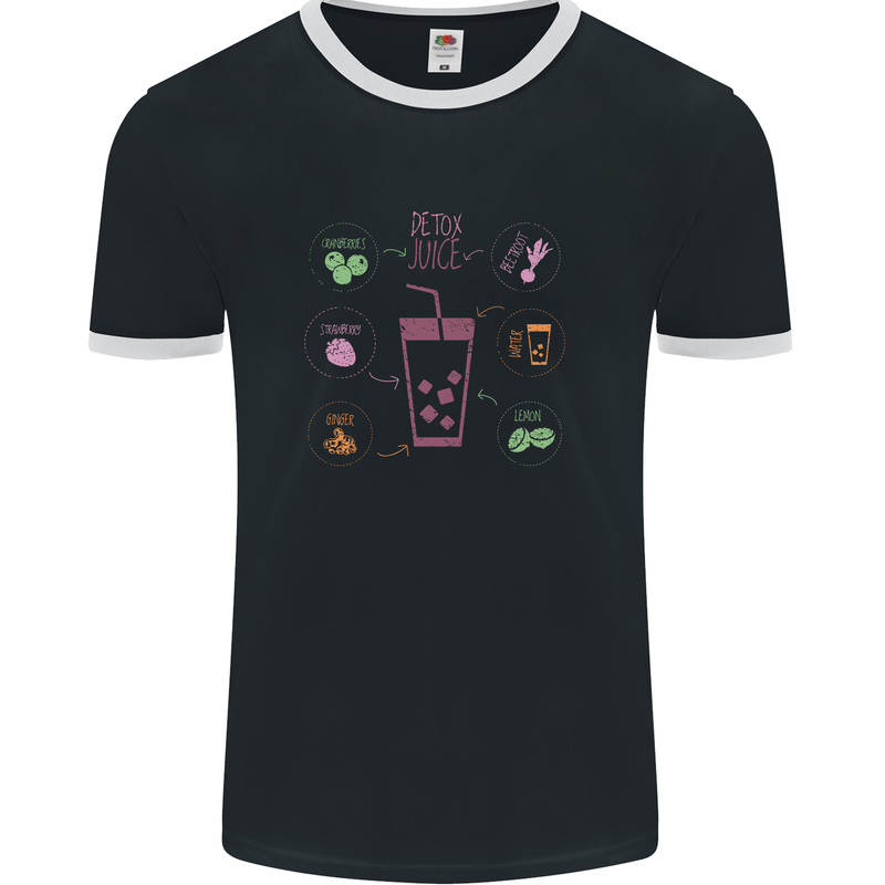 Detox Juice Hangover Cure Healthy Mens Ringer T-Shirt FotL Black/White