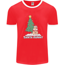 Funny Christmas Santa Bunny Mens Ringer T-Shirt FotL Red/White