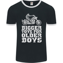 Bigger Toys Older Boys Motorbike Biker Mens Ringer T-Shirt FotL Black/White
