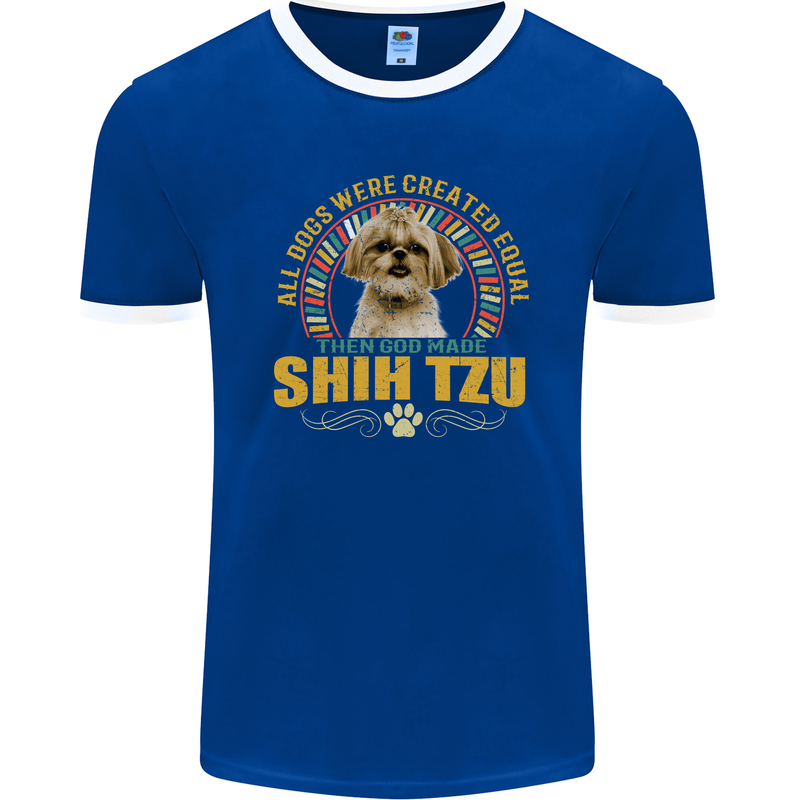 A Shih Tzu Dog Mens Ringer T-Shirt FotL Royal Blue/White