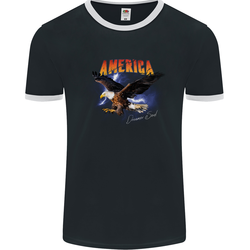 Eagle America Dreamer Soul Mens Ringer T-Shirt FotL Black/White