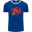 St. George Killing a Dragon Mens Ringer T-Shirt FotL Royal Blue/White