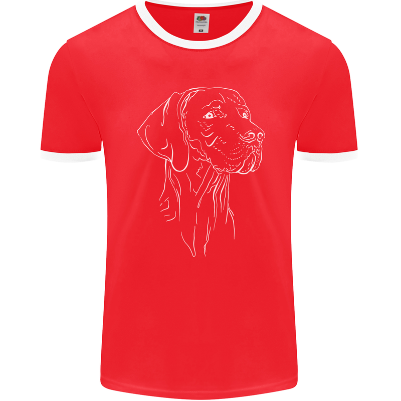 A Weimaraner Face Mens Ringer T-Shirt FotL Red/White