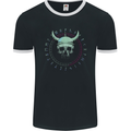 Viking Skull Runic Text Mens Ringer T-Shirt FotL Black/White