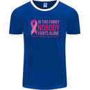Breast Cancer Awareness Nobody Fights Alone Mens Ringer T-Shirt FotL Royal Blue/White
