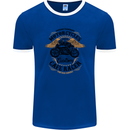 Biker Custom Cafe Racer Motorbike Mens Ringer T-Shirt FotL Royal Blue/White