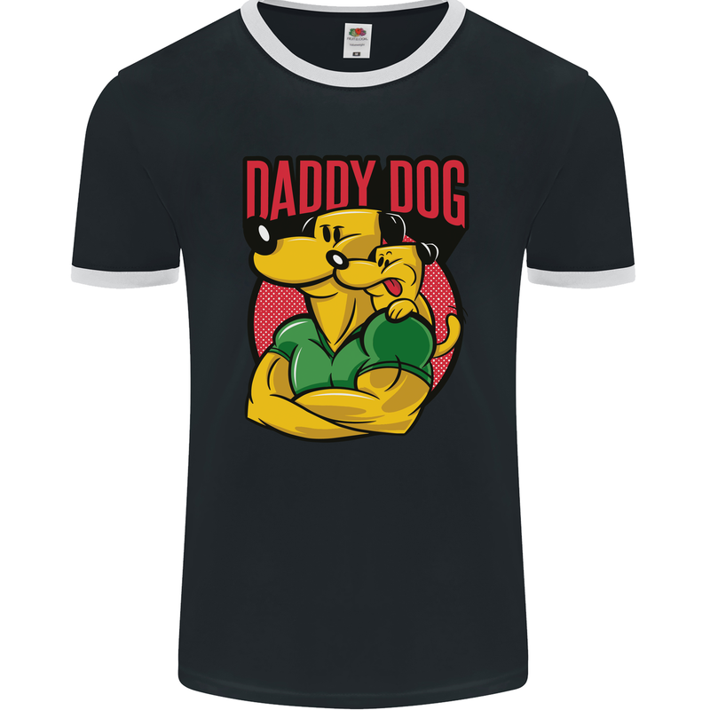 Daddy Dog Fathers Day Mens Ringer T-Shirt FotL Black/White