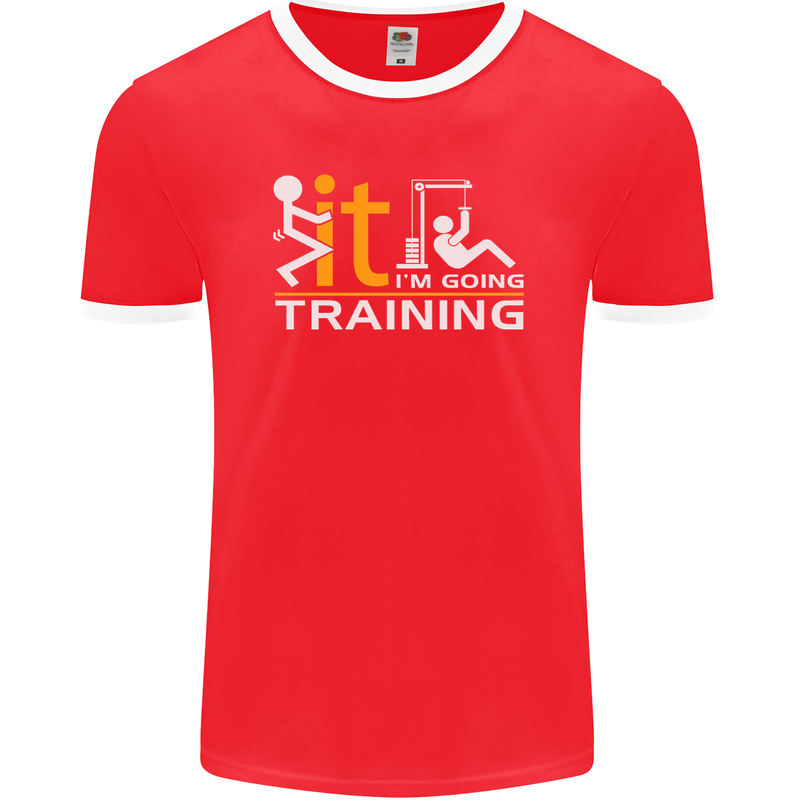 Fook It Im Going Training Top Weightlifting Mens Ringer T-Shirt FotL Red/White