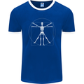 Vitruvian Skeleton Halloween Skull Funny Mens Ringer T-Shirt FotL Royal Blue/White