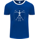 Vitruvian Skeleton Halloween Skull Funny Mens Ringer T-Shirt FotL Royal Blue/White