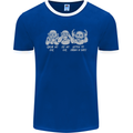 Drum and Bass Monkeys DJ Headphones Music Mens Ringer T-Shirt FotL Royal Blue/White