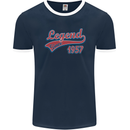 Legend Since 66th Birthday 1957 Mens Ringer T-Shirt FotL Navy Blue/White