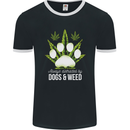 Distracted by Dogs and Weed Funny Drugs Mens Ringer T-Shirt FotL Black/White