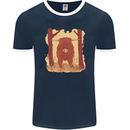 A Highland Cow Mens Ringer T-Shirt FotL Navy Blue/White