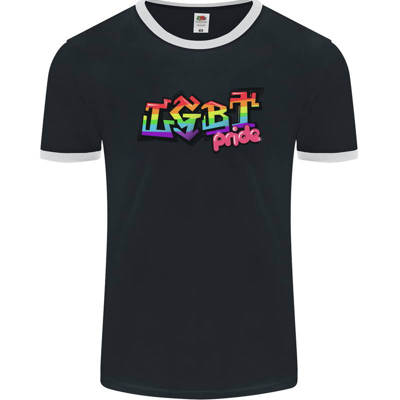 LGBT Gay Pride Day Awareness Mens Ringer T-Shirt FotL Black/White