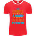 Daddy A Dad Forever Funny Fathers Day Mens Ringer T-Shirt FotL Red/White