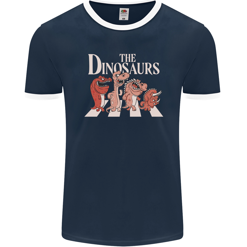 The Dinosaurs Funny T-Rex Music Parody Mens Ringer T-Shirt FotL Navy Blue/White