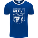 Schrodinger's Cat Science Geek Nerd Mens Ringer T-Shirt FotL Royal Blue/White