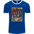 Live Fast Motorcycle Motorbike Biker Chopper Mens Ringer T-Shirt FotL Royal Blue/White