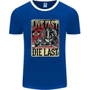 Live Fast Motorcycle Motorbike Biker Chopper Mens Ringer T-Shirt FotL Royal Blue/White