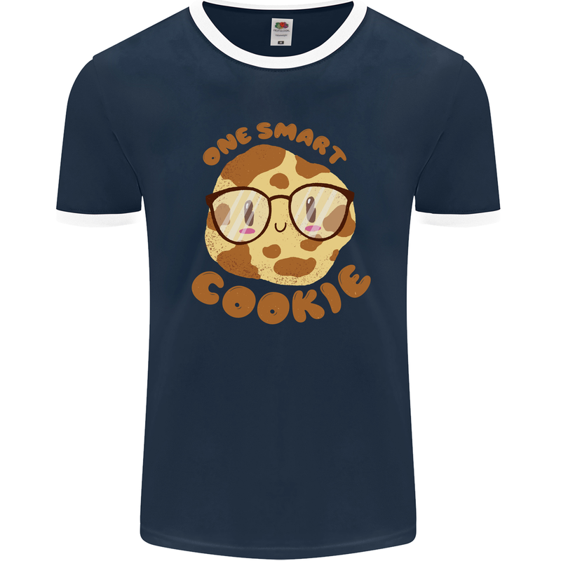 A Smart Cookie Funny Food Nerd Geek Science Mens Ringer T-Shirt FotL Navy Blue/White