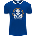 Biker Skull Here Today Motorbike Motorcycle Mens Ringer T-Shirt FotL Royal Blue/White