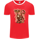 Steampunk Cat Mens Ringer T-Shirt FotL Red/White