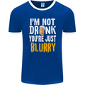 Not Drunk You're Blurry Funny Beer Alcohol Mens Ringer T-Shirt FotL Royal Blue/White