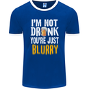 Not Drunk You're Blurry Funny Beer Alcohol Mens Ringer T-Shirt FotL Royal Blue/White