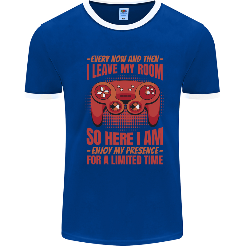 Antisocial Gamer Gaming Leave My Room Mens Ringer T-Shirt Royal Blue/White