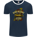 High Octane Ride 1971 Muscle Car Mens Ringer T-Shirt FotL Navy Blue/White