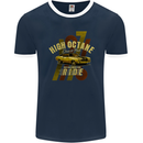 High Octane Ride 1971 Muscle Car Mens Ringer T-Shirt FotL Navy Blue/White