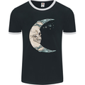 Steampunk Moon Skull Mens Ringer T-Shirt FotL Black/White