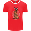 Funny Viking Cat The Vanquisher Mens Ringer T-Shirt FotL Red/White