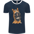 Horse Chops Equestrian Riding Mens Ringer T-Shirt FotL Navy Blue/White