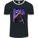 Anime Fairy Biker Japan Motorbike Motorcyle Mens Ringer T-Shirt FotL Black/White