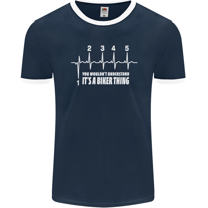 Its a Biker Thing Motorcycle Motorbike Mens Ringer T-Shirt FotL Navy Blue/White