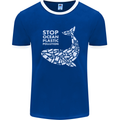 Stop Ocean Plastic Pollution Climate Change Mens Ringer T-Shirt FotL Royal Blue/White