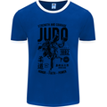 Judo Strength and Courage Martial Arts MMA Mens Ringer T-Shirt FotL Royal Blue/White