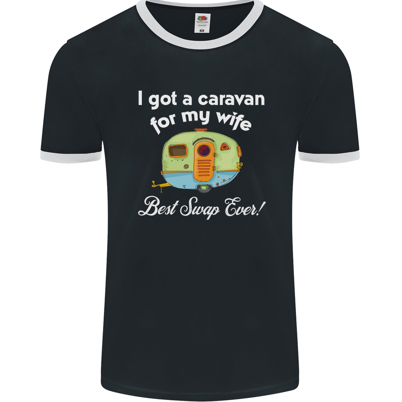 A Caravan for My Wife Caravanning Funny Mens Ringer T-Shirt FotL Black/White