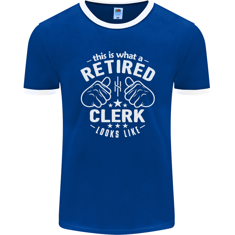 This Is What a Retired Clerk Looks Like Mens Ringer T-Shirt FotL Royal Blue/White