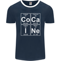 Cocaine Periodic Table Funny Drug Culture Mens Ringer T-Shirt FotL Navy Blue/White