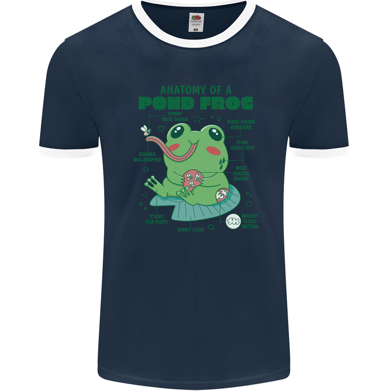 Anatomy of a Frog Funny Mens Ringer T-Shirt FotL Navy Blue/White