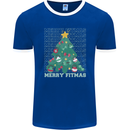Fitness Merry Fitmas Christmas Tree Gym Mens Ringer T-Shirt FotL Royal Blue/White