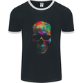 Radiantly Coloured Skull Mens Ringer T-Shirt FotL Black/White